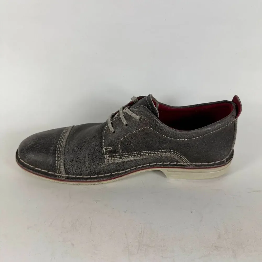 ECCO Adar Dress Shoes Men 7 gray Leather Lace-Up Cap Toe Low Top Classic_6